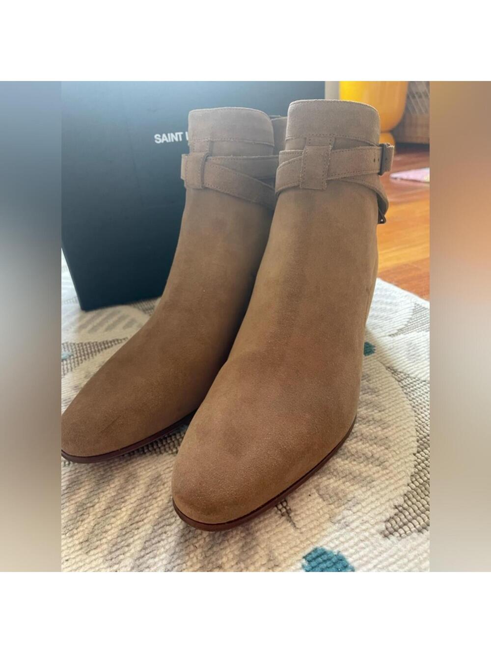 Saint Laurent Suede Ankle Boots - Booties - Tan - Size 39 Womens - Brand NIB